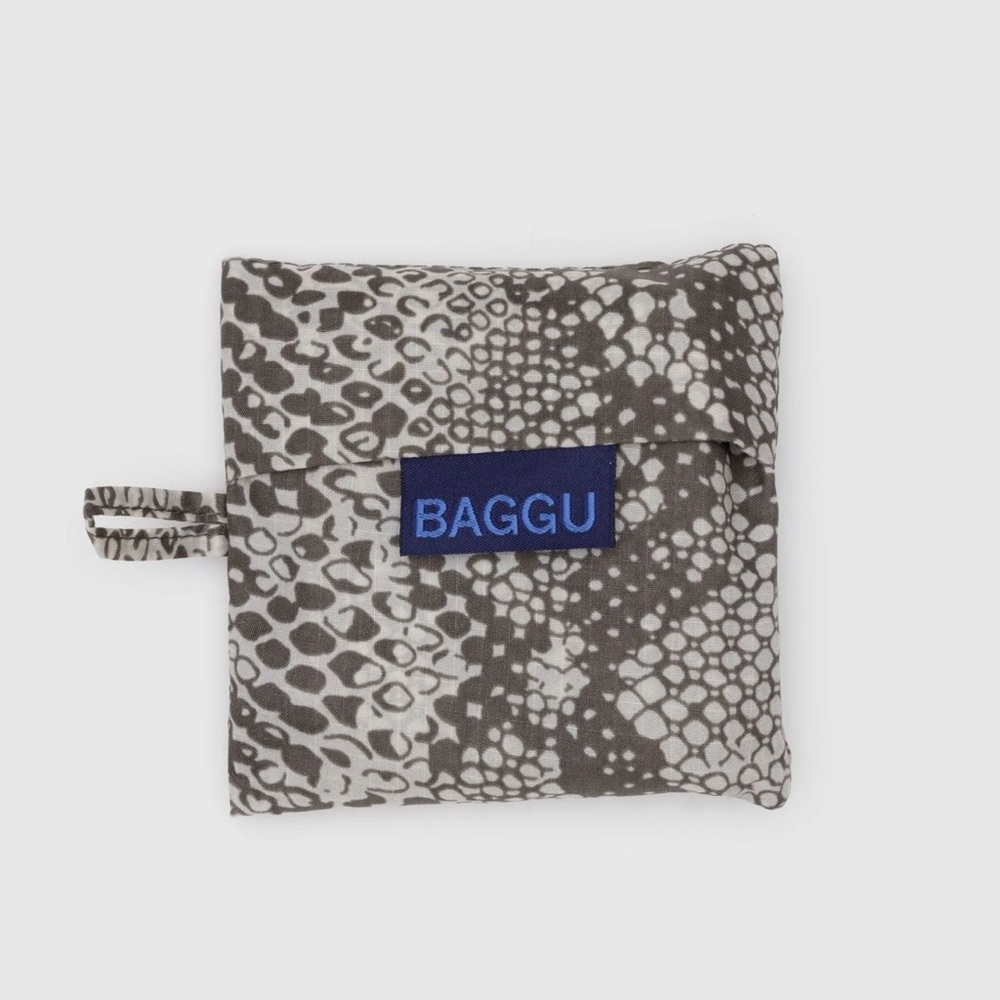 Baby BAGGU Gray Snakeskin Print Reusable Tote BAG Folds to 4x4” Washable Unisex